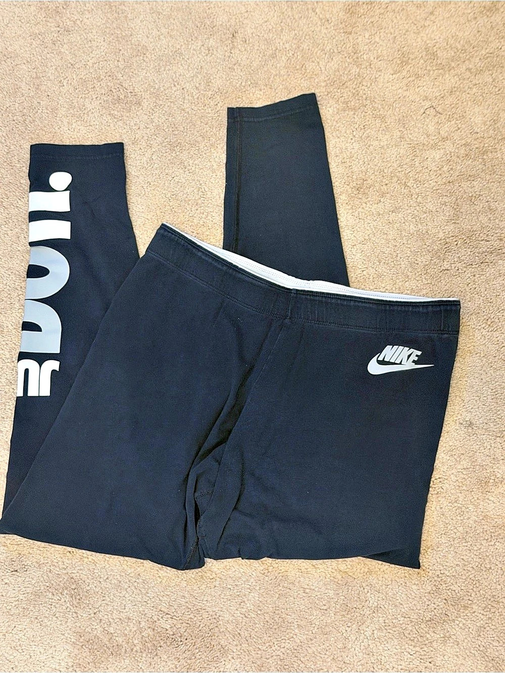 Nike Sportswear Women's Black Logo Cotton Ankle Leggings Mid Rise Size L